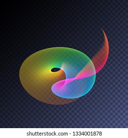 Vector magic glowing swirl trail transparent light effect. Bright shine wavy element for your design.