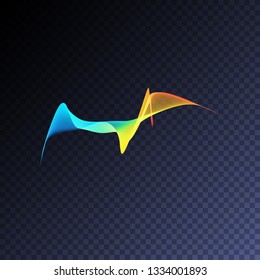 Vector magic glowing swirl trail transparent light effect. Bright shine wavy element for your design.