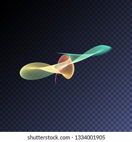 Vector magic glowing swirl trail transparent light effect. Bright shine wavy element for your design.