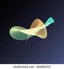 Vector magic glowing swirl trail transparent light effect. Bright shine wavy element for your design.