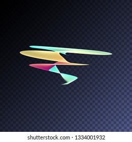 Vector magic glowing swirl trail transparent light effect. Bright shine wavy element for your design.