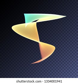 Vector magic glowing swirl trail transparent light effect. Bright shine wavy element for your design.