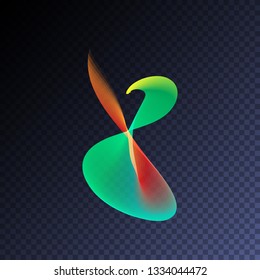 Vector magic glowing swirl trail transparent light effect. Bright shine wavy element for your design. 
