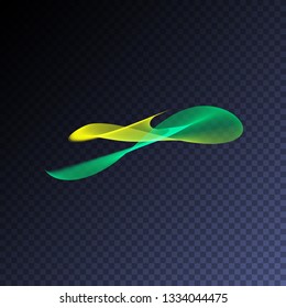 Vector magic glowing swirl trail transparent light effect. Bright shine wavy element for your design. 