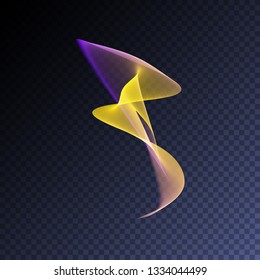 Vector magic glowing swirl trail transparent light effect. Bright shine wavy element for your design. 