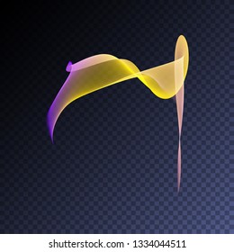 Vector magic glowing swirl trail transparent light effect. Bright shine wavy element for your design. 