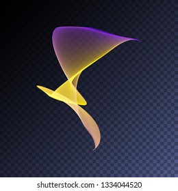 Vector magic glowing swirl trail transparent light effect. Bright shine wavy element for your design. 