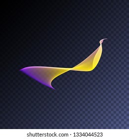 Vector magic glowing swirl trail transparent light effect. Bright shine wavy element for your design. 
