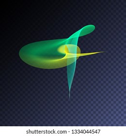 Vector magic glowing swirl trail transparent light effect. Bright shine wavy element for your design. 