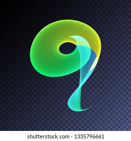 Vector magic glowing swirl trail transparent light effect. Bright shine wavy element for your design. 