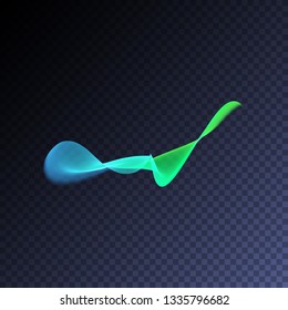 Vector magic glowing swirl trail transparent light effect. Bright shine wavy element for your design. 