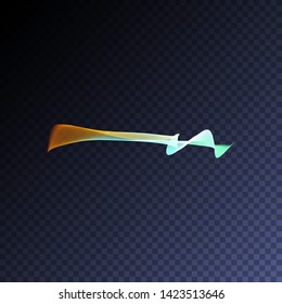 Vector magic glowing swirl trail transparent light effect. Bright shine wavy element for your design. 