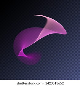 Vector magic glowing swirl trail transparent light effect. Bright shine wavy element for your design. 