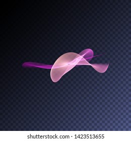 Vector magic glowing swirl trail transparent light effect. Bright shine wavy element for your design. 