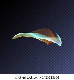 Vector magic glowing swirl trail transparent light effect. Bright shine wavy element for your design. 