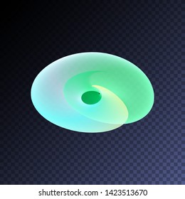 Vector magic glowing swirl trail transparent light effect. Bright shine wavy element for your design. 