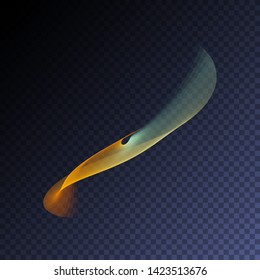 Vector magic glowing swirl trail transparent light effect. Bright shine wavy element for your design. 
