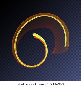 Vector magic glowing swirl trail transparent light effect. Bright shine wavy element for your design.