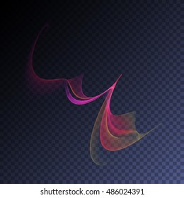 Vector magic glowing swirl trail transparent light effect. Bright shine wavy element for your design