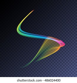 Vector magic glowing swirl trail transparent light effect. Bright shine wavy element for your design