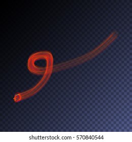 Vector magic glowing swirl trail transparent light effect. Bright shine wavy element for your design.