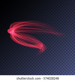 Vector magic glowing swirl trail transparent light effect. Bright shine wavy element for your design.