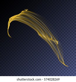 Vector magic glowing swirl trail transparent light effect. Bright shine wavy element for your design.