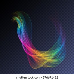 Vector Magic Glowing Swirl Trail Transparent Light Effect. Bright Shine Wavy Element For Your Design.