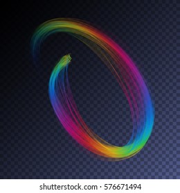 Vector magic glowing swirl trail transparent light effect. Bright shine wavy element for your design.