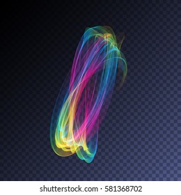 Vector Magic Glowing Swirl Trail Transparent Light Effect. Bright Shine Wavy Element For Your Design.