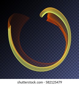 Vector magic glowing swirl trail transparent light effect. Bright shine wavy element for your design.