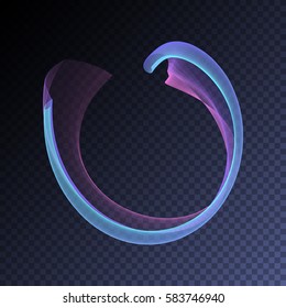 Vector magic glowing swirl trail transparent light effect. Bright shine wavy element for your design.