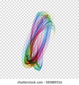 Vector magic glowing swirl trail transparent smoke effect. Bright shine wavy element for your design.