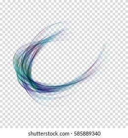 Vector magic glowing swirl trail transparent smoke effect. Bright shine wavy element for your design.