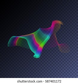 Vector magic glowing swirl trail transparent light effect. Bright shine wavy element for your design.