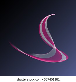 Vector magic glowing swirl trail transparent light effect. Bright shine wavy element for your design. Pink and white stripes.