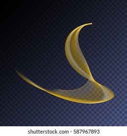 Vector magic glowing swirl trail transparent light effect. Bright shine wavy element for your design.