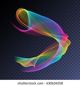 Vector magic glowing swirl trail transparent light effect. Bright shine wavy element for your design.