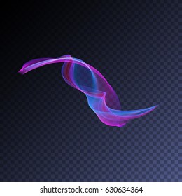 Vector magic glowing swirl trail transparent light effect. Bright shine wavy element for your design.