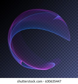 Vector magic glowing swirl trail transparent light effect. Bright shine wavy element for your design.
