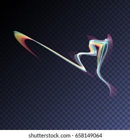Vector magic glowing swirl trail transparent light effect. Bright shine wavy element for your design.