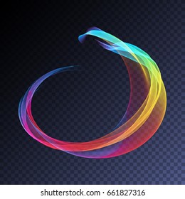 Vector magic glowing swirl trail transparent light effect. Bright shine wavy element for your design.