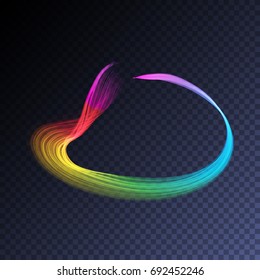 Vector magic glowing swirl trail transparent light effect. Bright shine wavy element for your design.