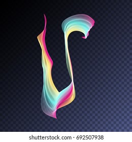 Vector magic glowing swirl trail transparent light effect. Bright shine wavy element for your design.