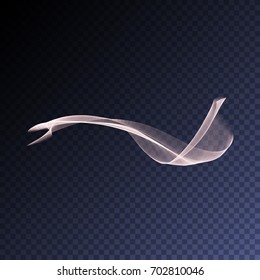 Vector magic glowing swirl trail transparent light effect. Bright shine wavy element for your design.