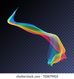 Vector magic glowing swirl trail transparent light effect. Bright shine wavy element for your design.