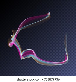 Vector magic glowing swirl trail transparent light effect. Bright shine wavy element for your design.