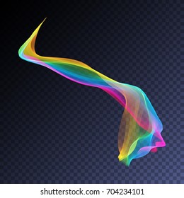 Vector magic glowing swirl trail transparent light effect. Bright shine wavy element for your design.