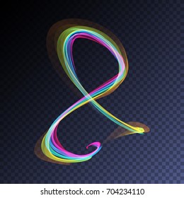 Vector magic glowing swirl trail transparent light effect. Bright shine wavy element for your design.