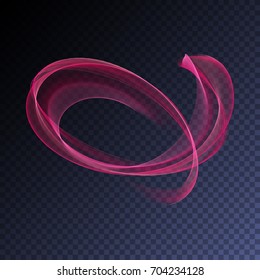 Vector magic glowing swirl trail transparent light effect. Bright shine wavy element for your design.